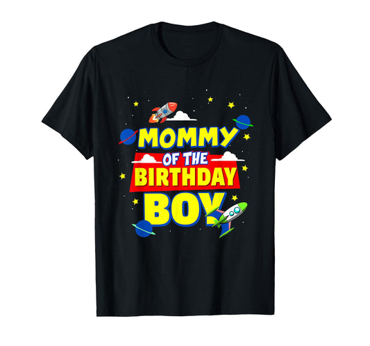 Mommy Of The Birthday Astronaut Boy Outer Space Theme Party T-Shirt