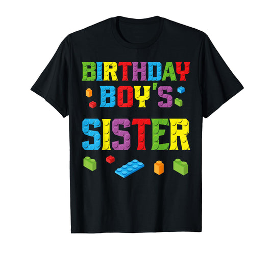 Master Builder Birthday Boy's Sister Building Bricks Blocks T-Shirt