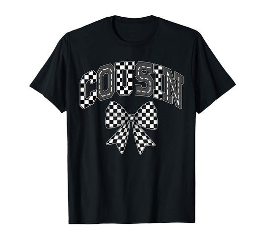 Cousin Racing Race Car Checkered Family Birthday Matching T-Shirt
