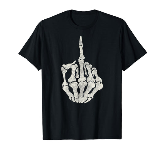 Skeleton Hand Middle Finger Fuck Off Vintage Skull Hand T-Shirt