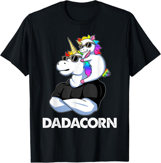 Dadacorn - Unicorn Dad and Baby Christmas Papa Father's Day T-Shirt