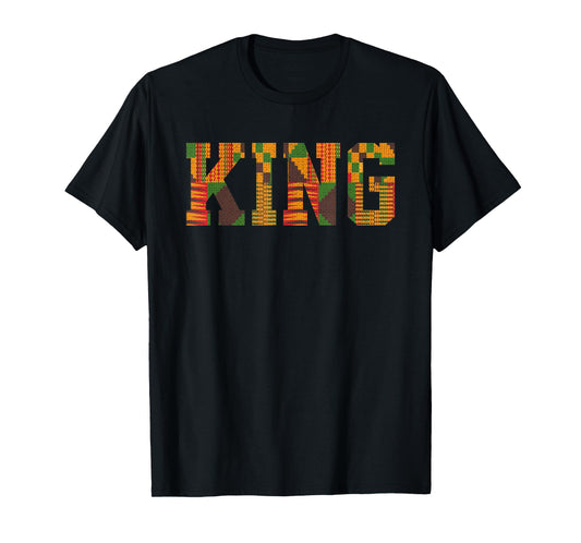 African King Art For Boys Men Afro Kente Cloth African Print T-Shirt