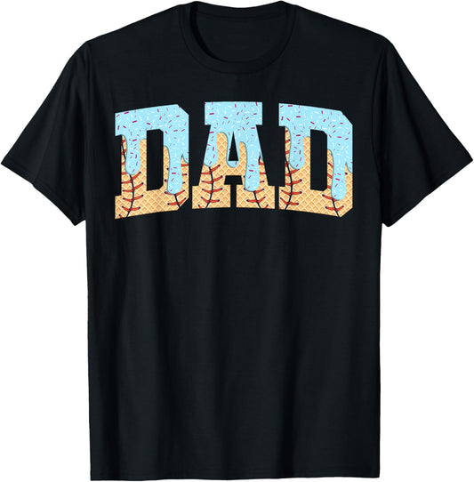 Baseball Dad Ice Cream Drip Fathers Day T-Shirt