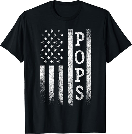 Pops American Flag Pops Gifts Patriotic Father's Day T-Shirt