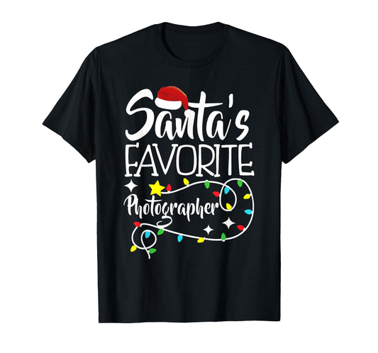 Santa's Favorite Photographer Christmas lights Santa Gifts T-Shirt