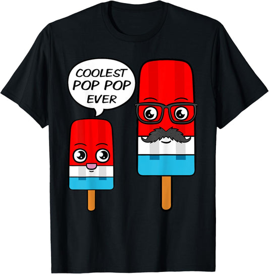 Coolest Pop Pop Ever Grandfather Popsicle Ice Cream T-Shirt