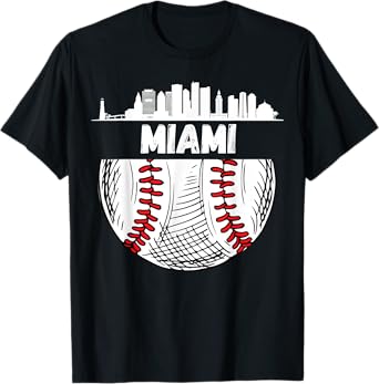 Vintage Miami Baseball Skyline Miami Baseball T-Shirt