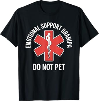 Emotional Support Husband Do Not Pet Funny Grandpa Day Men T-Shirt
