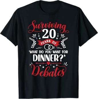 Funny Married Couples Him or Her | 20th Wedding Anniversary T-Shirt