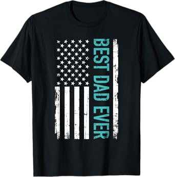 Father's day Best dad ever with US american flag Short Sleeve T-Shirt
