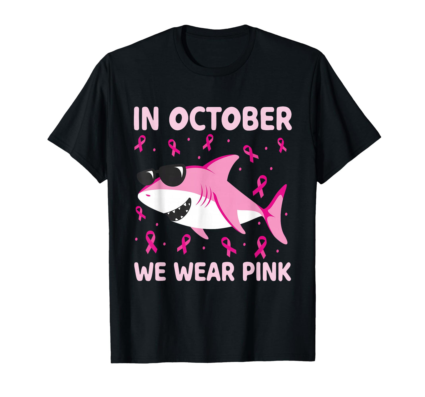 Breast Cancer Shirts Kids Shark In October We Wear Pink Boys T-Shirt
