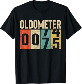 Funny 75 Years Old Oldometer Vintage 75th Birthday Odometer T-Shirt