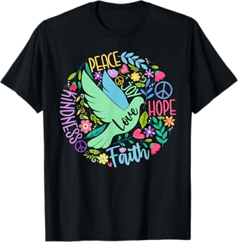 Groovy Hippie Peace Hope Love Peace Bird World Peace Day T-Shirt