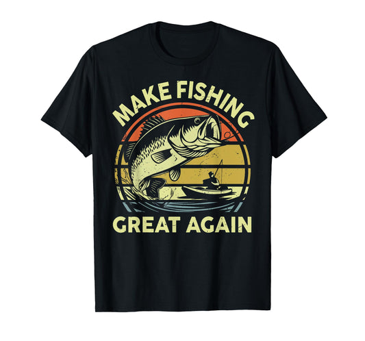 Kayak Fishing Make Fishing Great Again Funny Bass Step Dad T-Shirt