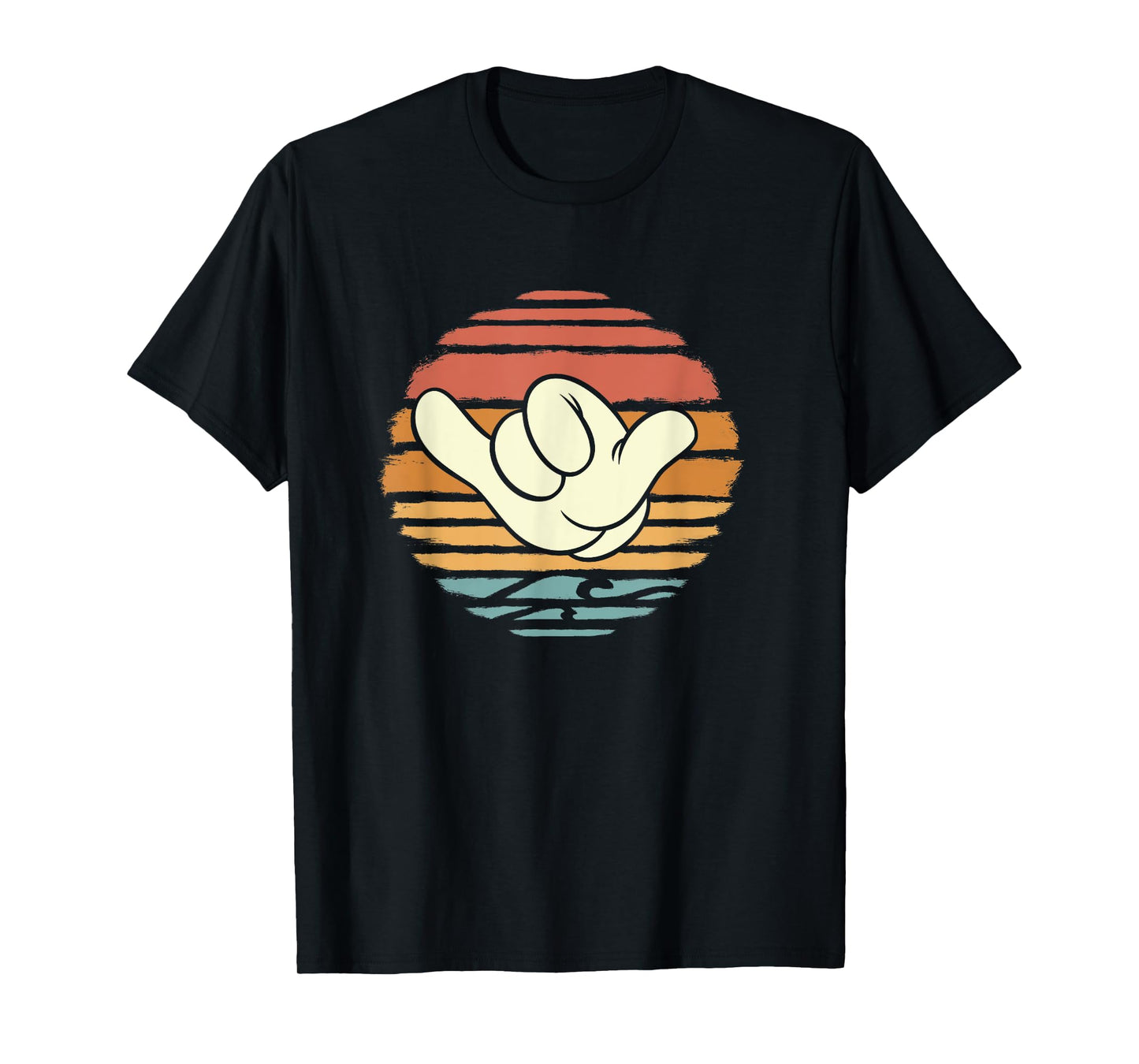 Disney Mickey And Friends Hand Shaka Sign Sunset Vintage T-Shirt