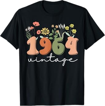 Vintage 1964 Tee Wildflower Retro 60 Birthday Tees T-Shirt