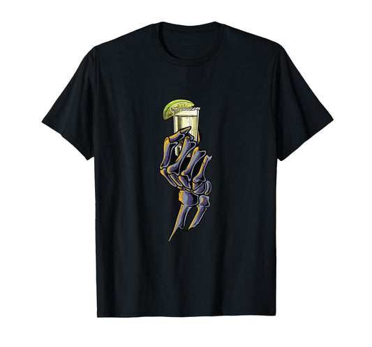 Funny Skeleton Hand With Tequila | Alcohol Party T-Shirt