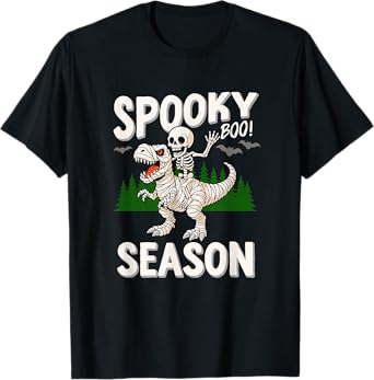 Halloween Mummy Dinosaur Skeleton Spooky Season T-Shirt