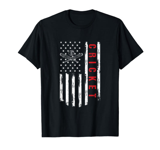 Cricket Player US American Flag Cricketer Bowler T-Shirt for Women Men