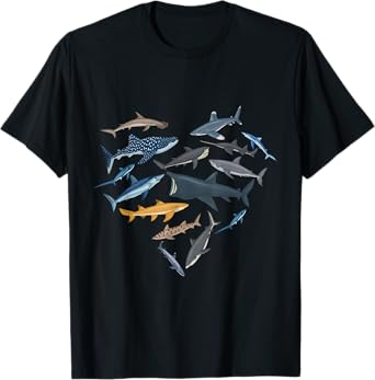 Shark Heart Sea Animal Underwater Shark Lover T-Shirt