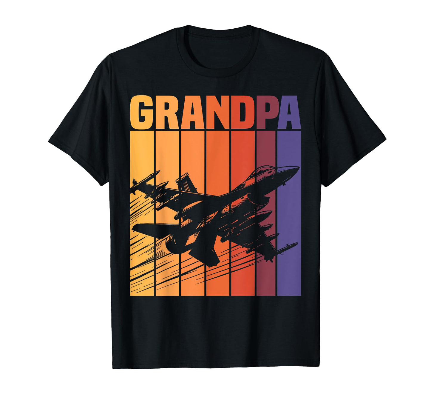 Grandpa Matching Family Retro Military Fighter Jet Birthday T-Shirt