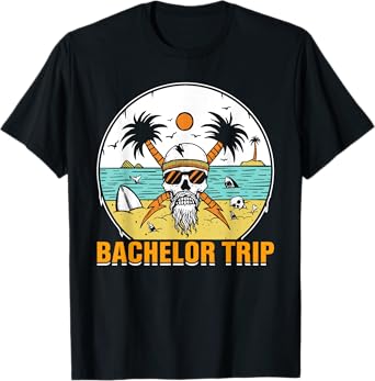 Bachelor Trip Beach Groom Skull Groomsmen T-Shirt
