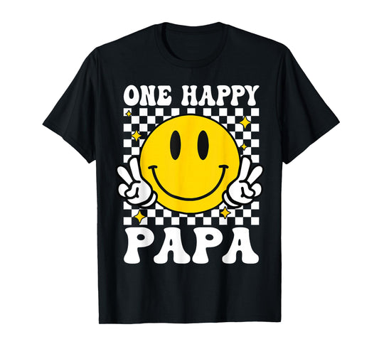 One Happy Dude Papa happy face 1st Birthday Family Matching T-Shirt