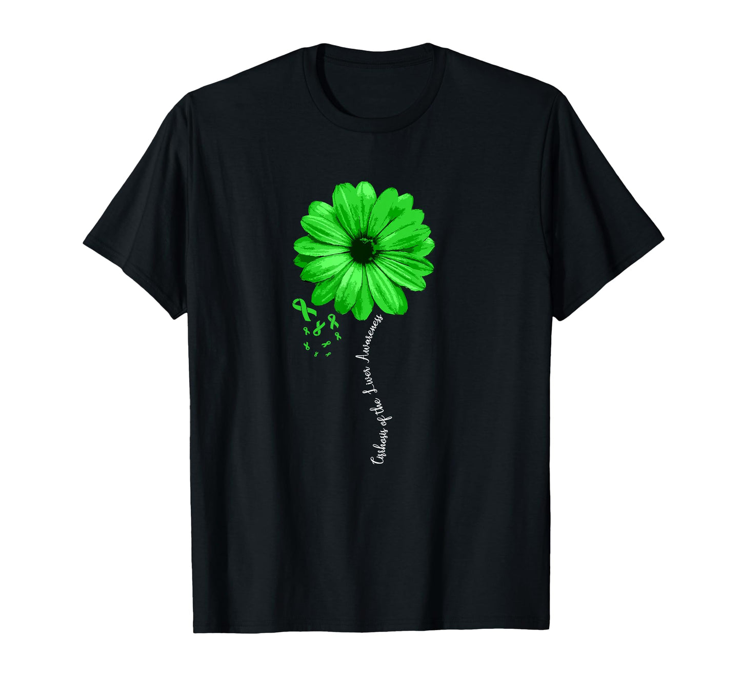Cirrhosis of the Liver Awareness Products Unisex-Adults Black Floral T-Shirt