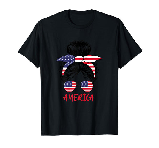 American Girl United States Woman Proud America Flag T-Shirt