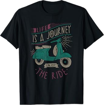 Life Is A Journey Enjoy The Ride Moped Vintage Retro Scooter T-Shirt