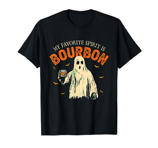 My Favorite Spirit Is Bourbon Funny Ghost Halloween Costume T-Shirt