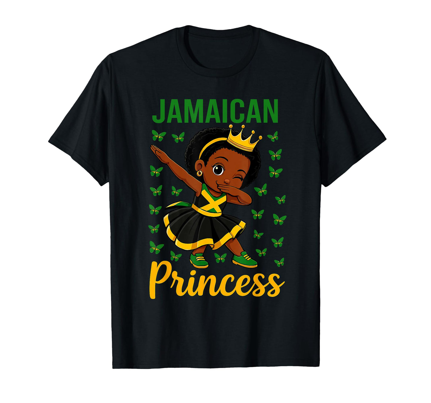 Dabbing Jamaican Princess Girl Jamaica Flag for Girls T-Shirt