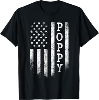 Poppy American Flag Poppy Gifts Patriotic Father's Day T-Shirt