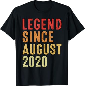 Legend Since August 2020 Vintage 2020 Idea Birth Of Birthday T-Shirt