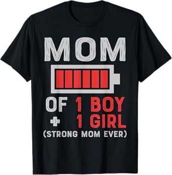 Mom of 1 Boy And 1 Girl Gifts From Son Daughter Mother's Day T-Shirt