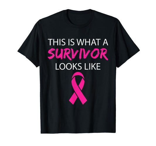 This is What A Survivor Looks Like Pink Ribbon Women Girls T-Shirt