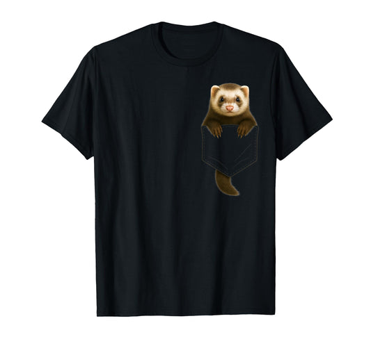 Cute Ferret Pocket Funny Gift For Men Women Kid Ferret Lover T-Shirt
