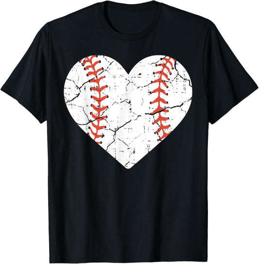 Baseball Heart Sports Player Coach Fan Women Girls T-Shirt