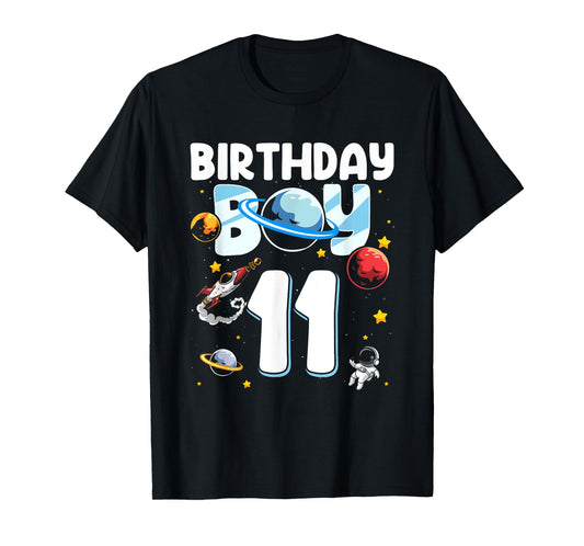 11th Birthday Boy 11 Years Old Astronaut Family Space T-Shirt