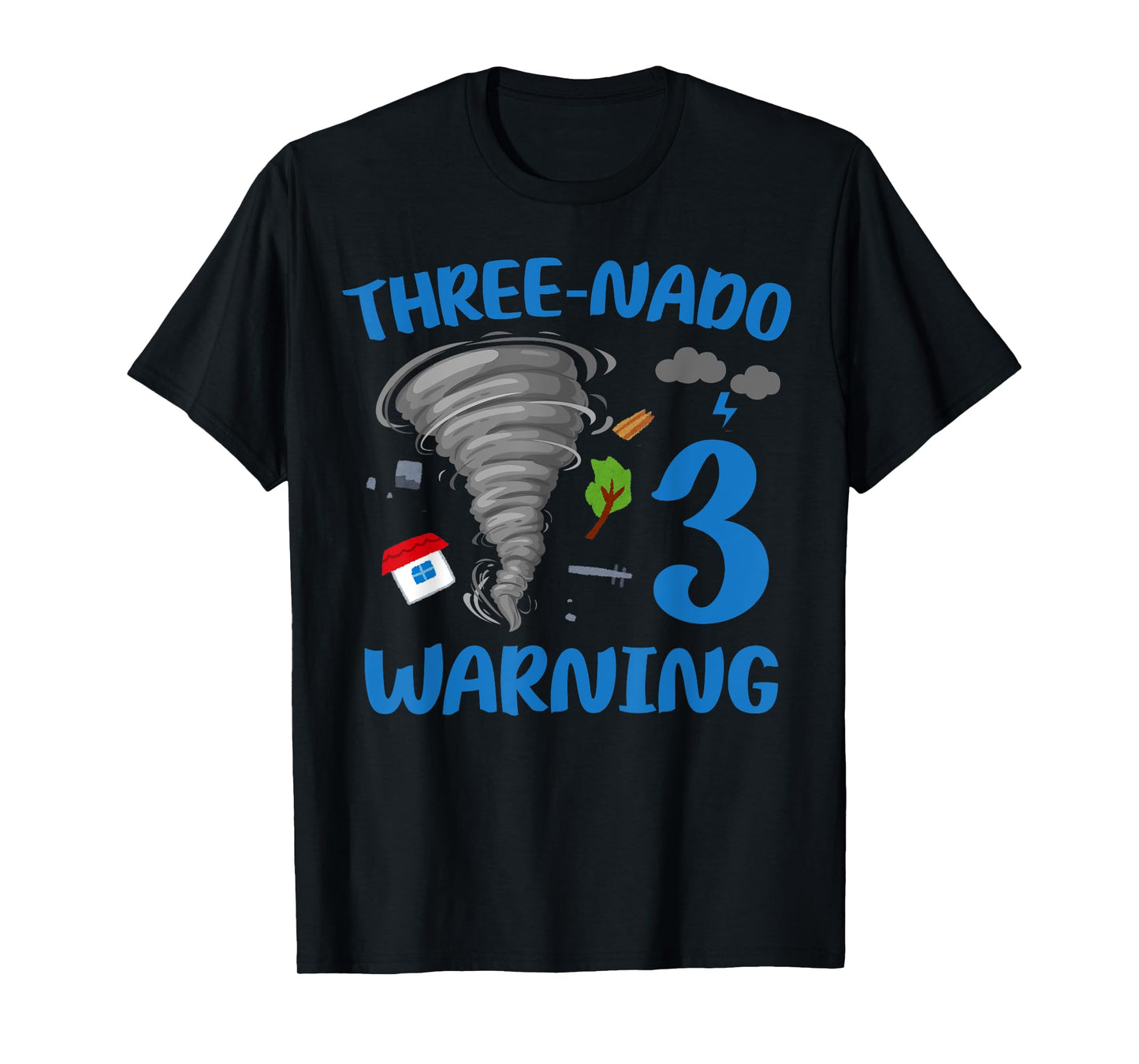 Kids Three-nado Warning 3rd Birthday Party Theme Tornado Boy T-Shirt