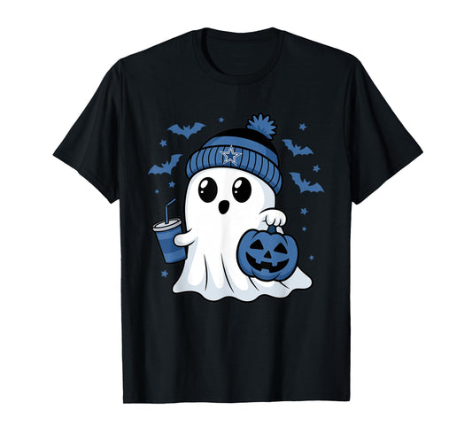 Vintage Dallas Ghost Cute Ghost Halloween Blue Pumpkin T-Shirt