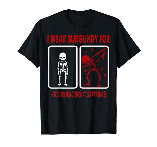 Dinosaur I Wear Burgundy For HEREDITARY HEMOCHROMATOSIS T-Shirt