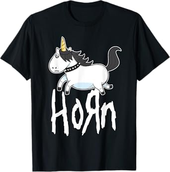 HORN Funny Emo Unicorn Heavy Rock Band Fan T-Shirt T-Shirt