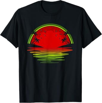 Cool Watermelon For Men Women Tropical Sunset Fruit Summer T-Shirt