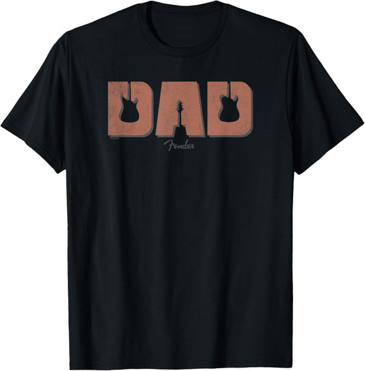 Fender Father's Day Rock Dad Guitars Font Logo T-Shirt
