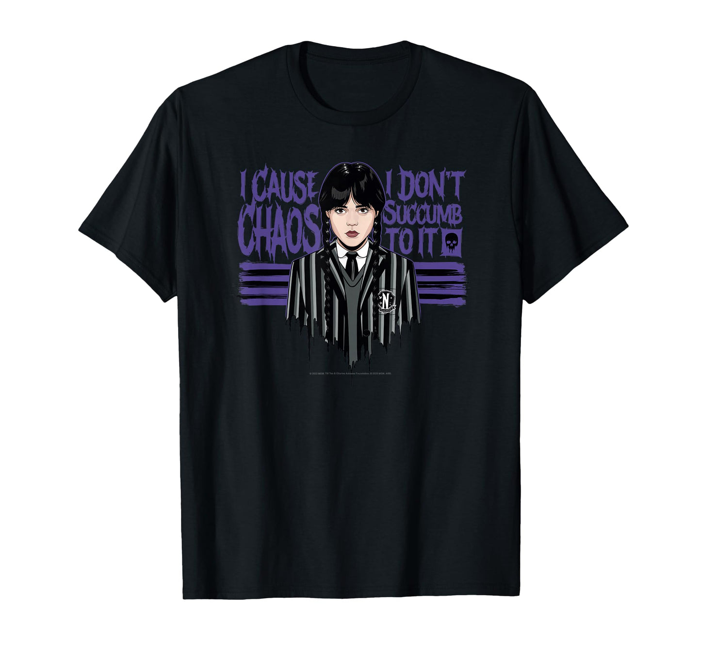 Wednesday Season 2 I Cause Chaos I Don't Succumb to It Logo T-Shirt