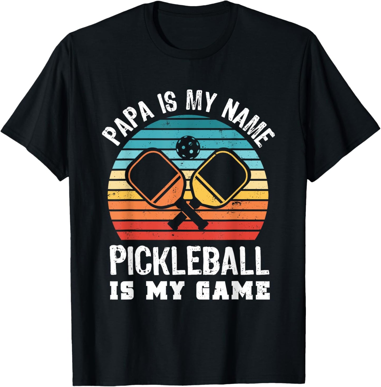 Funny Retro Papa Pickleball Sunset Gift T-Shirt