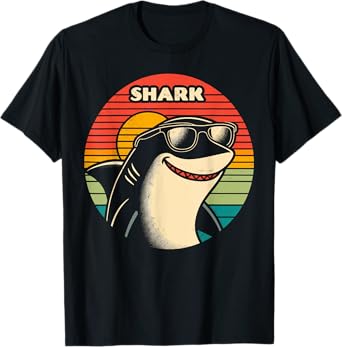 Cool Retro Shark in Sunglasses 70s 80s 90s Shark T-Shirt