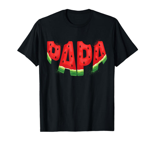 Funny Papa Watermelon Summer Fruit Family Matching Birthday T-Shirt