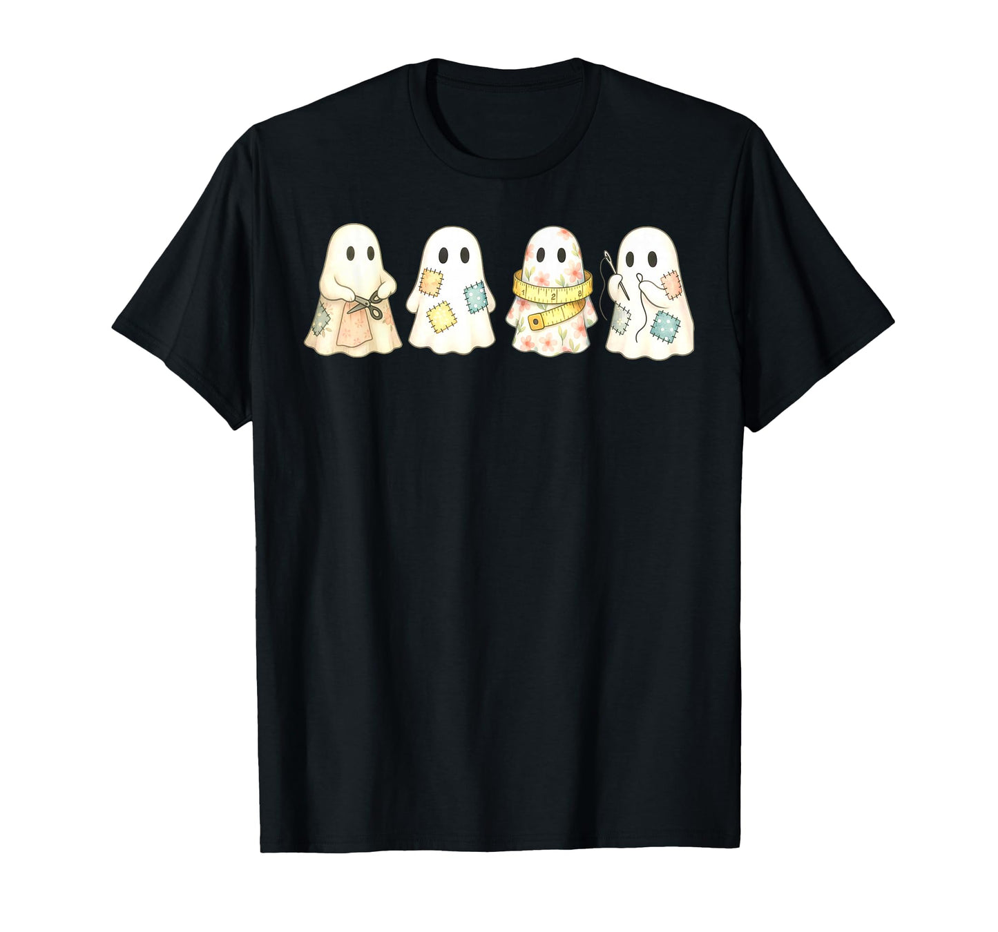 Cute Ghost Quilter Quilting Quilt Lover Sewing Halloween T-Shirt